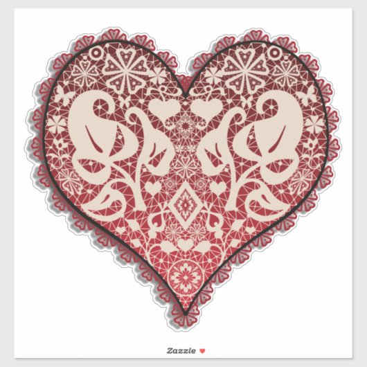 Open hart, gezicht, hart, liefde, vintage sticker (Vel)