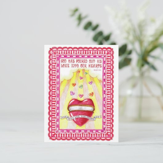 Open hart Inspirerend Briefkaart (Staand voorkant)