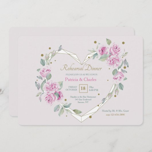 Open hart repetitie diner kaart (Voorkant / Achterkant)