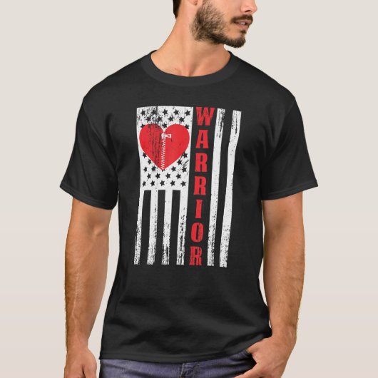 Open hartchirurgie Starrior US Flag-Heart Patiënte T-shirt (Voorkant)