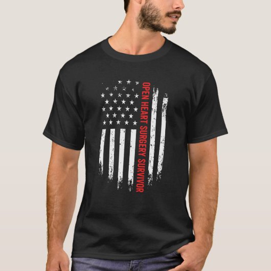 Open hartchirurgie Survivor American Flag Recovery T-shirt (Voorkant)
