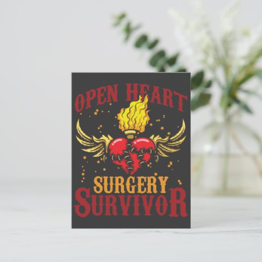 Open hartchirurgie Survivor Bypass Heart Disease Briefkaart (Staand voorkant)