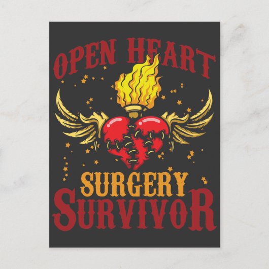 Open hartchirurgie Survivor Bypass Heart Disease Briefkaart (Voorkant)