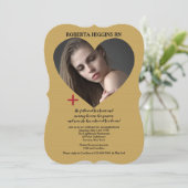 Open Heart Gold Foto Afstuderen Uitnodiging (Staand voorkant)