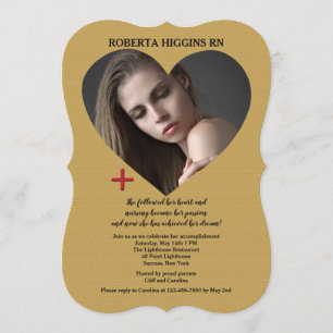 Open Heart Gold Photo Afstuderen Uitnodiging