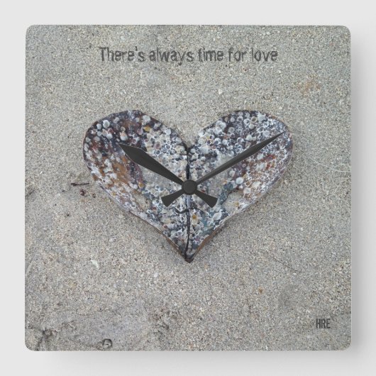 Open Heart Shell Clock Vierkante Klok (Voorkant)
