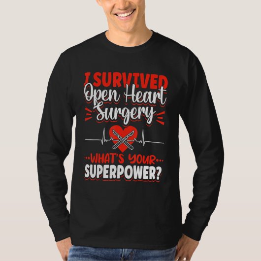 Open Heart Surgery Bypass Awareness Heart I Surviv T-shirt (Voorkant)