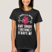 Open Heart Surgery Bypass Awareness Heart I Surviv T-shirt (Voorkant)