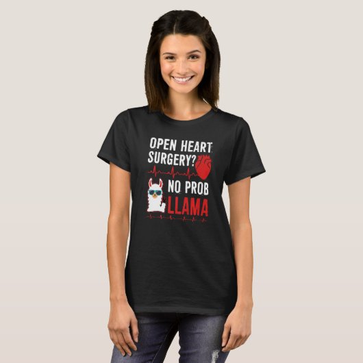 Open Heart Surgery No Prob Llama T-shirt (Voorkant volledig)