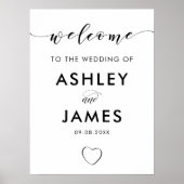 Open Heart Weddenschap Welkomstteken, zwart-wit Poster (Voorkant)