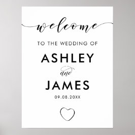 Open Heart Weddenschap Welkomstteken, zwart-wit Poster