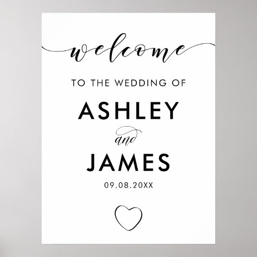 Open Heart Weddenschap Welkomstteken, zwart-wit Poster (Voorkant)