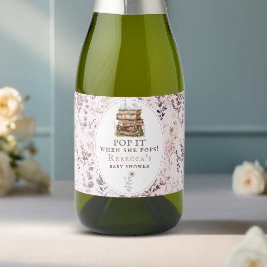 Open het als zij opengaat! Baby Shower Sparkling Wijnetiket
