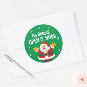Open het Nu Pakket met Kerstman Ronde Sticker (Envelop)