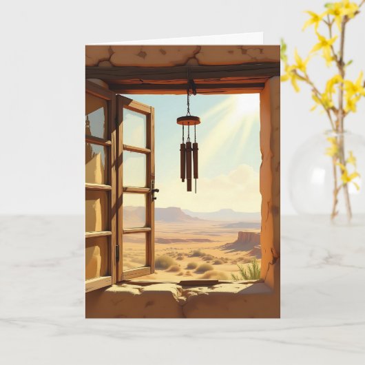 Open het raam in de woestijn | Gelukkige verjaarda Kaart (Gele Bloem)
