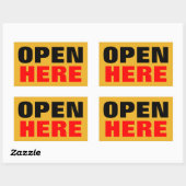 OPEN HIER RECHTHOEKIGE STICKER (Vel)