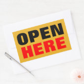 OPEN HIER RECHTHOEKIGE STICKER (Envelop)
