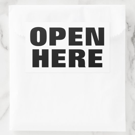 OPEN HIER RECHTHOEKIGE STICKER (Tas)