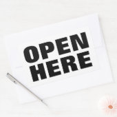 OPEN HIER RECHTHOEKIGE STICKER (Envelop)