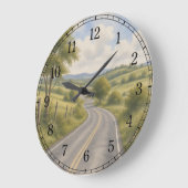 Open Highway Wall Clock — Scenic Road Design Grote Klok (Hoek)