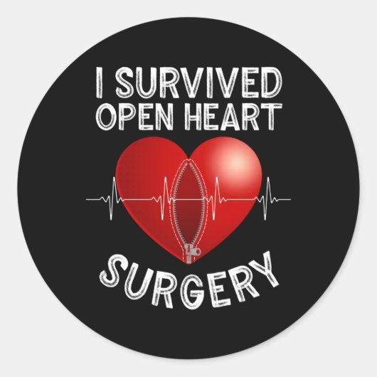 Open hij overleefde de aanval ronde sticker (Voorkant)