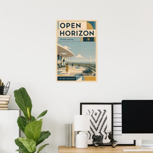 Open Horizon Mid Century Modern Poster (Thuiskantoor)