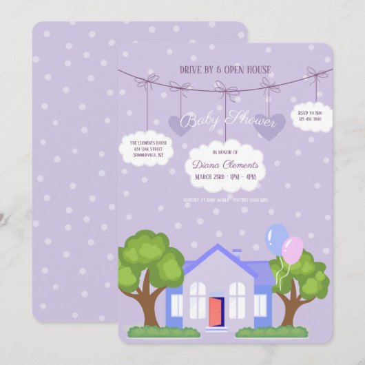 Open House Baby shower Kaart (Voorkant / Achterkant)