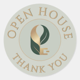 Open House Bedankt Zegel Logo Sticker Sage + Goud