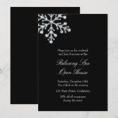 Open House Black Offset Crystal Snowflake Kaart (Voorkant / Achterkant)