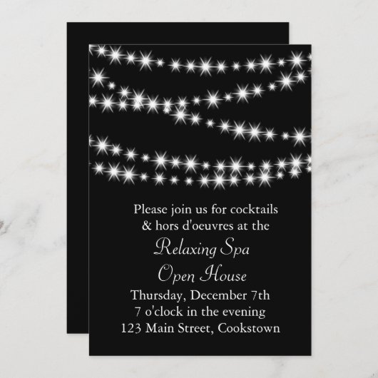 Open House Black Twinkle Lights Kaart (Voorkant / Achterkant)