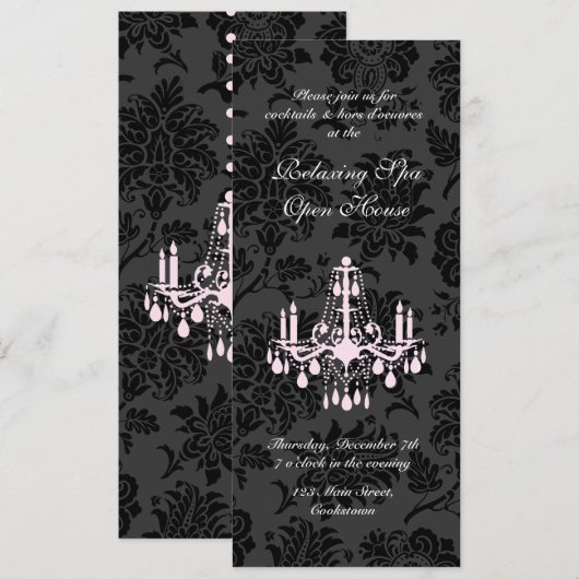 Open House Black Victoriaans Damask Kaart (Voorkant / Achterkant)