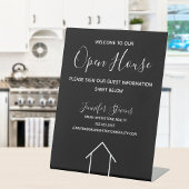 Open House Black White Real Estate Agent Custom Reclamebord Met Voetstuk