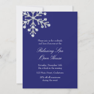 Open House Blue Offset Crystal Snowflake Kaart