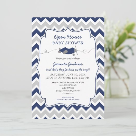 Open House Boy Baby shower Kaart (Staand voorkant)