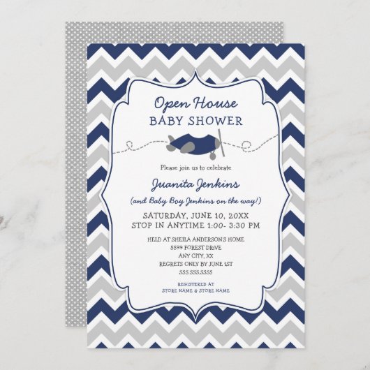 Open House Boy Baby shower Kaart (Voorkant / Achterkant)