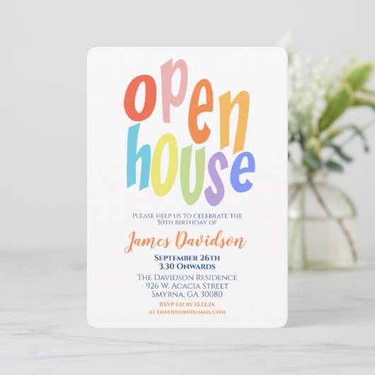 Open House Feest Modern Minimaal Kaart (Staand voorkant)