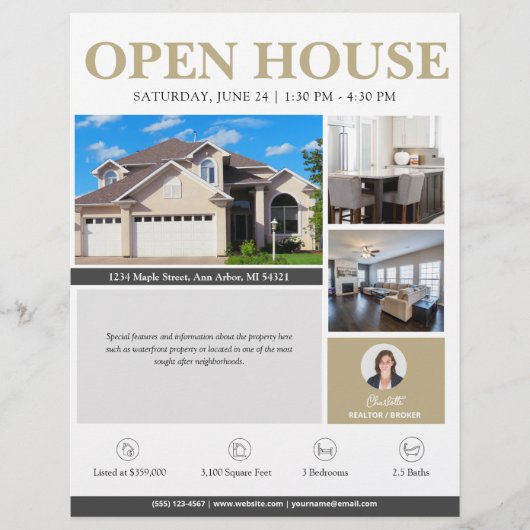 Open House Gold Real Estate Flyer (Voorkant)