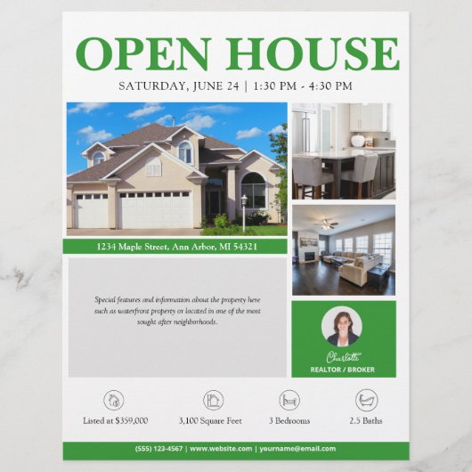 Open House Green Real Estate Flyer (Voorkant)