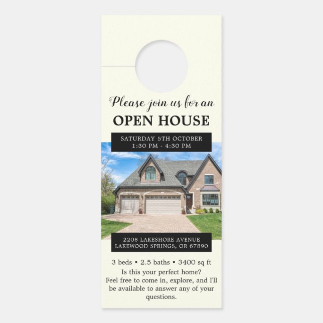 Open House Invitation Real Estate Farming Deurhanger (Voorkant)