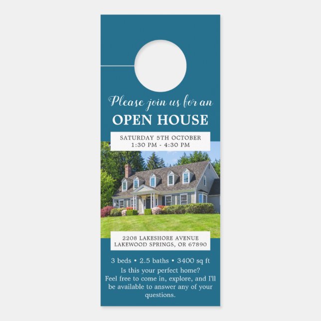 Open House Invitation Real Estate Farming Deurhanger (Voorkant)