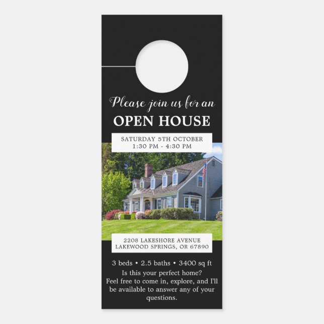 Open House Invitation Real Estate Farming Deurhanger (Voorkant)
