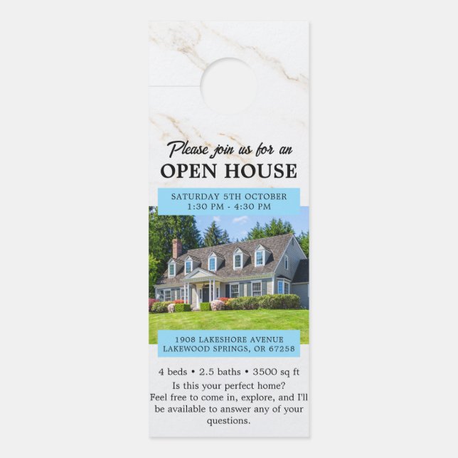 Open House Invitation Real Estate Farming Door Han Deurhanger (Voorkant)