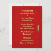 Open House Invitation - Red Doors - Gold Text Kaart (Achterkant)