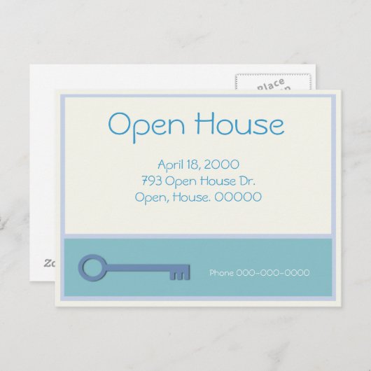 Open House Key Graphic Uitnodiging Briefkaart (Voorkant / Achterkant)