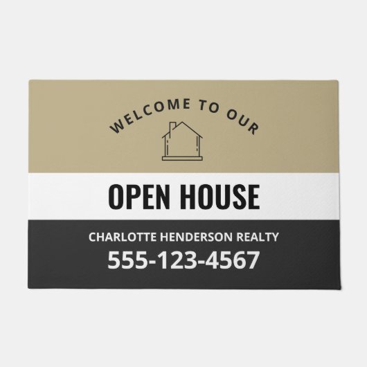 Open House Logo Welcome Sign Doormat Deurmat (Voorkant)