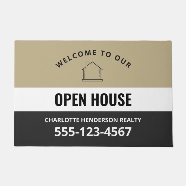 Open House Logo Welcome Sign Doormat Deurmat (Voorkant)