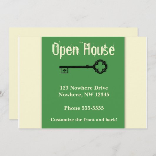 Open House met Old Fashioned Key Uitnodiging (Voorkant / Achterkant)