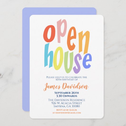 Open House Party Modern Minimaal Kaart (Voorkant / Achterkant)