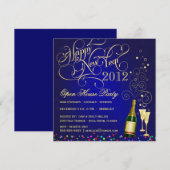 Open House Party (nieuwjaarsfeest) - Midnight Blue Kaart (Voorkant / Achterkant)