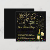 Open House Party (nieuwjaarsfeest) - zwart en goud Kaart (Voorkant / Achterkant)